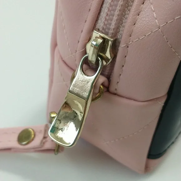 Pink Quilted Cosmetic Case with Black Logo - Picture 10 of 12